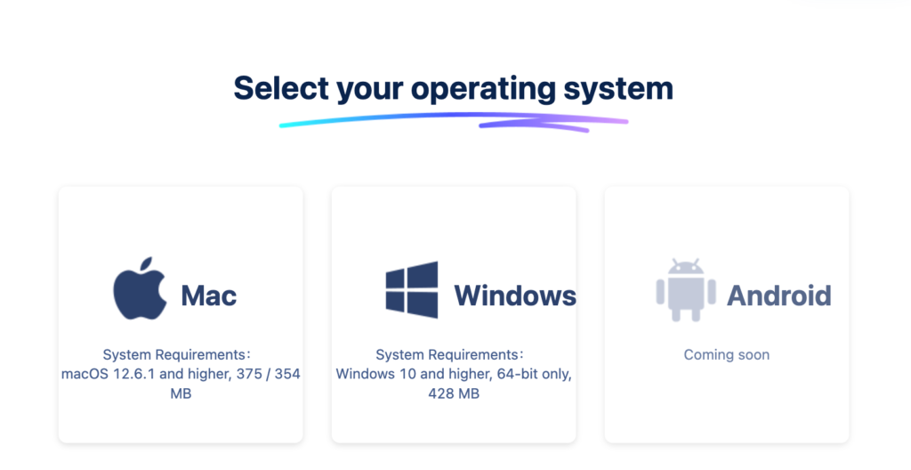 Экран выбора ОС для загрузки MoreLogin