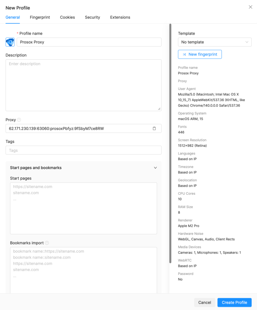 Добавление ISP прокси в Octo Browser