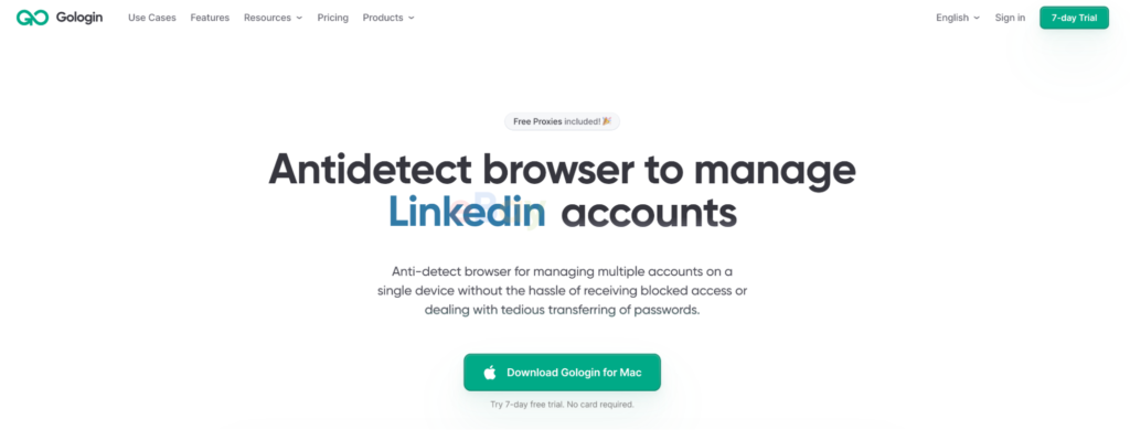 Первый экран официального сайта GoLogin