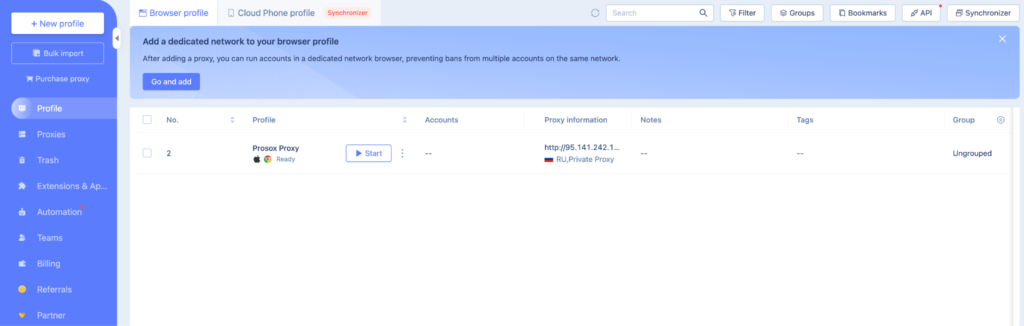 Создан профиль MoreLogin
