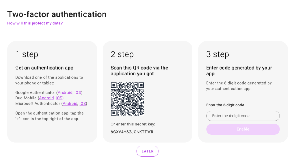 Экран друхфакторной аутентификации Dolphin{anty}