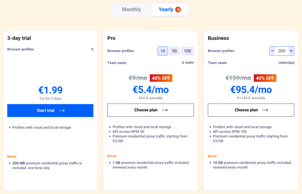 Тарифы Multilogin X