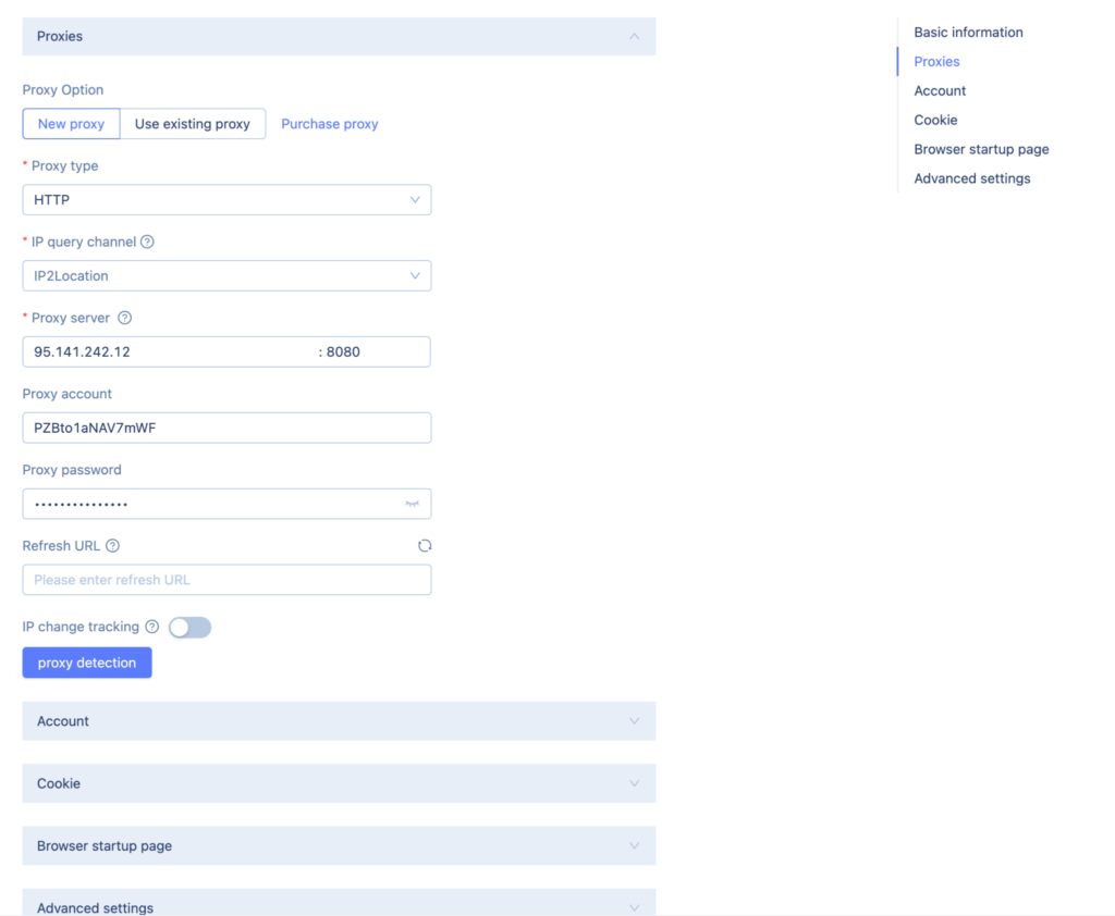 Добавление данных для резидентской прокси в MoreLogin