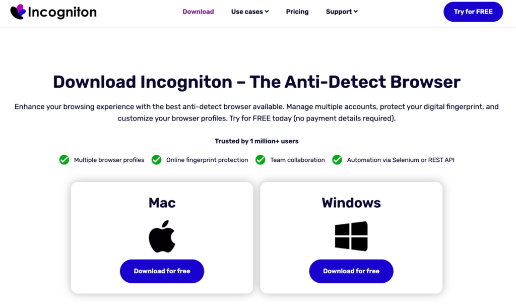 Выбор ОС для установки Octo Browser