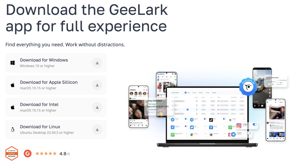 Экран выбора ОС для загрузки GeeLark