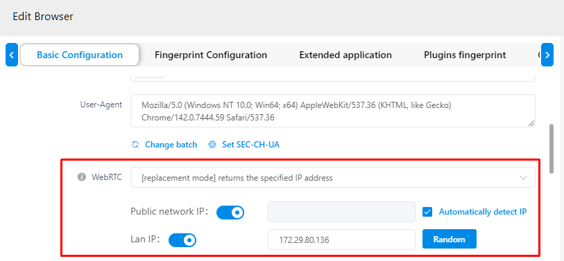 Setup a proxy in MULogin