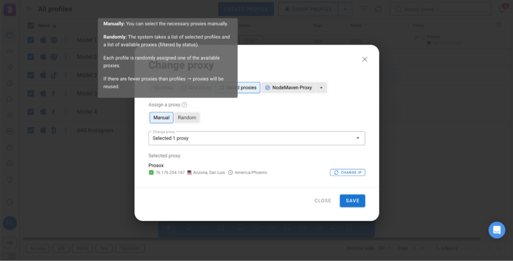 Manual or random proxy distribution