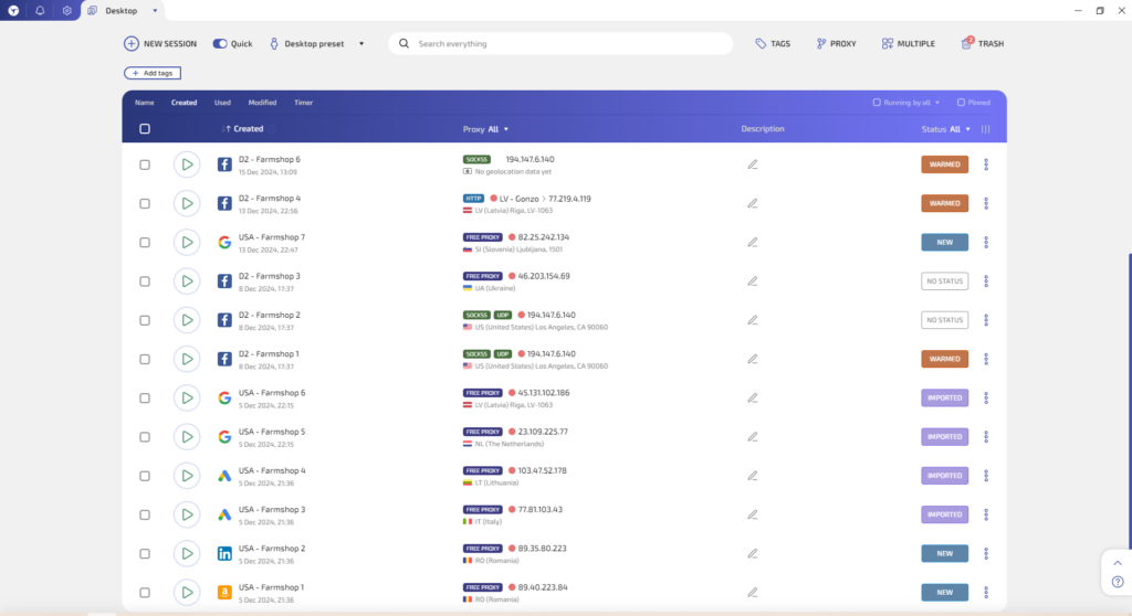 the work is organized on the principle of "desktops"